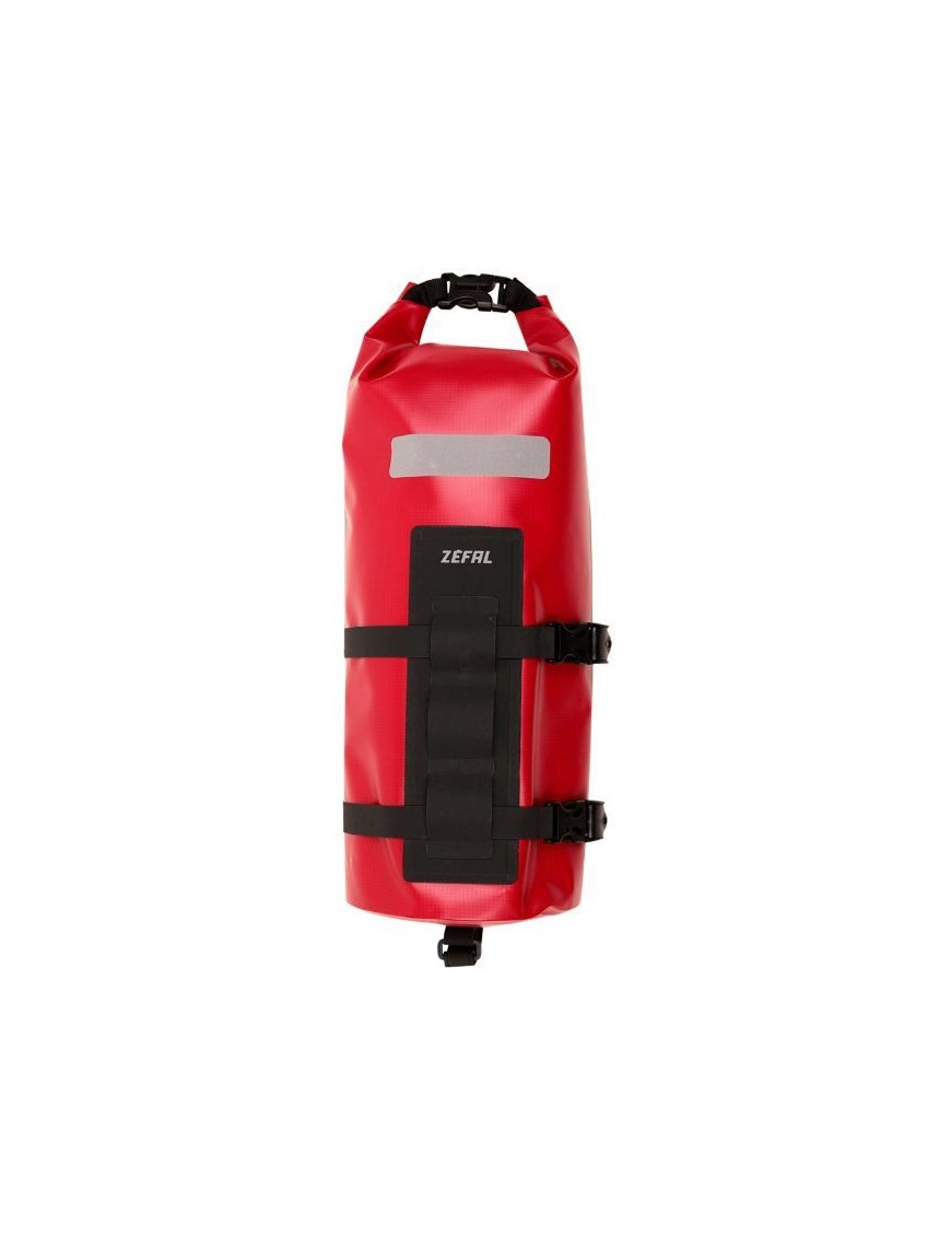 SACOCHE DE FOURCHE VELO ZEFAL Z ADVENTURE FORK PACK ROUGE FIXATION SANGLES AUTO AGRIPPANTES  (Lg36.5cmxD15 - 6LITRES)