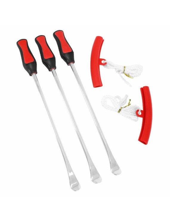OUTIL DEMONTE PNEU EN CUILLERES (x3) ET MORD-PROTEGE JANTE (x2)  -P2R-