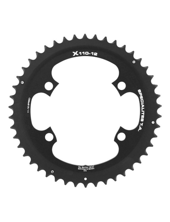 PLATEAU ROUTE 4BRA D.110 POUR SHIMANO ULTEGRA R8100-8170 DURA-ACE R9200-9270 105 R7100 TA X110 54DTS EXTERIEUR NOIR 12V.