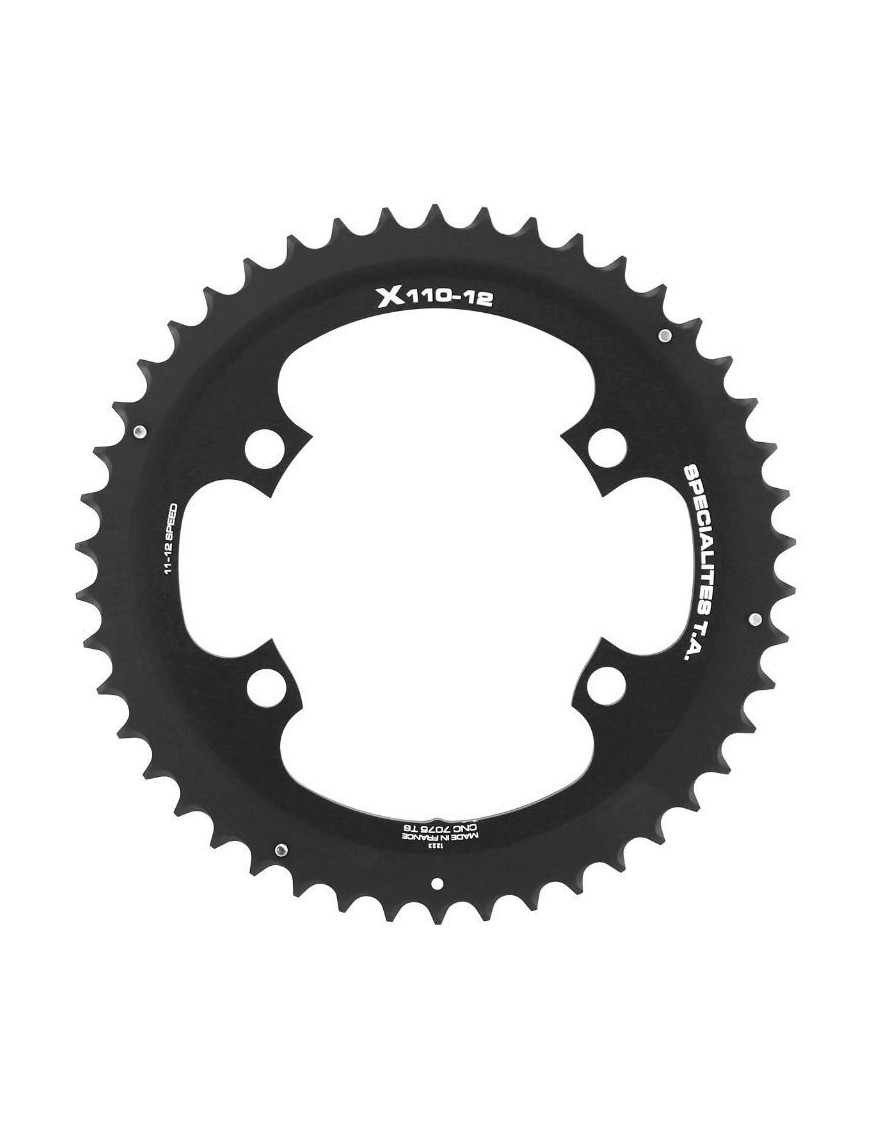 PLATEAU ROUTE 4BRA D.110 POUR SHIMANO ULTEGRA R8100-8170 DURA-ACE R9200-9270 105 R7100 TA X110 53DTS EXTERIEUR NOIR 12V.