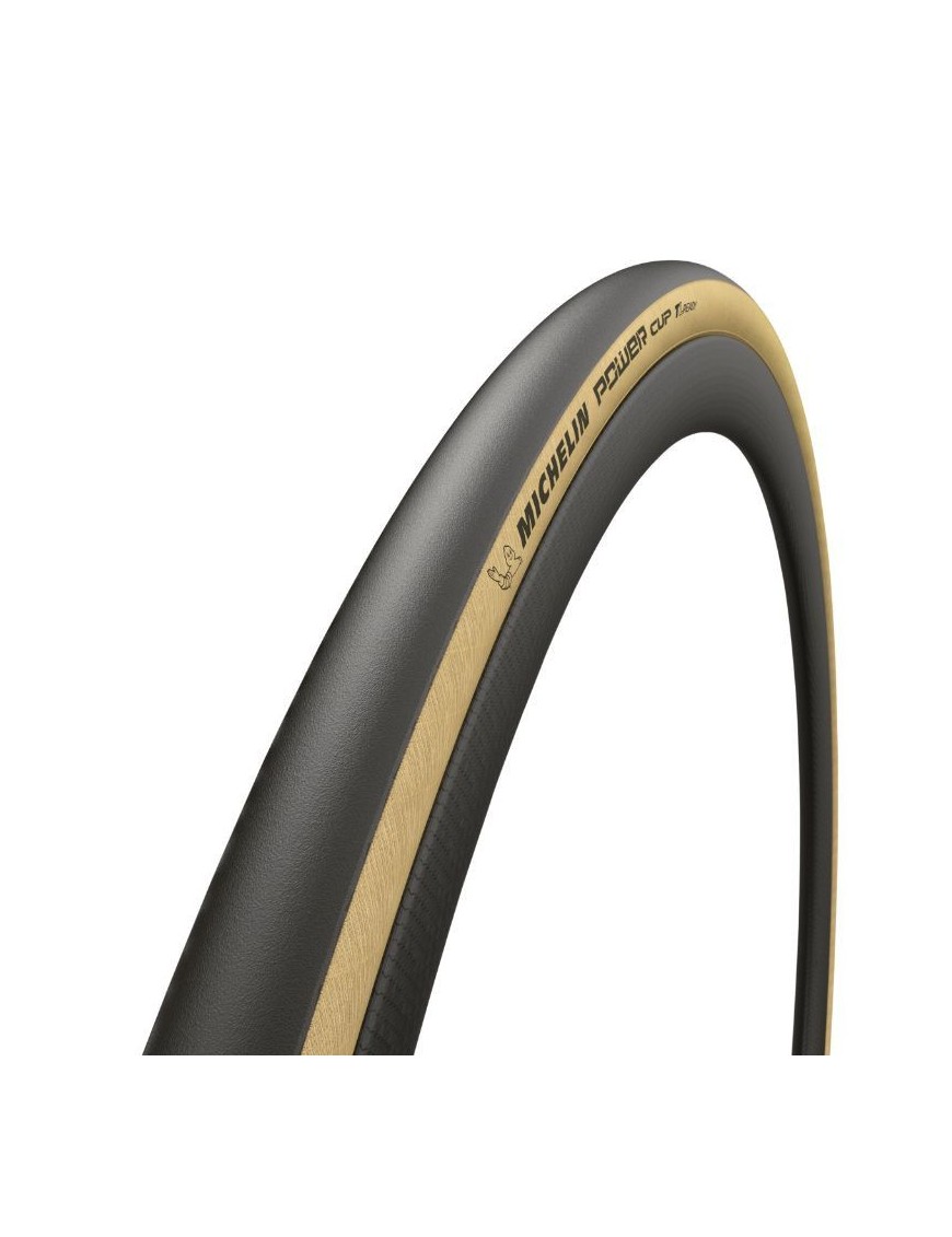 PNEU ROUTE 700 X 25 MICHELIN POWER CUP GUMX CLASSIC NOIR FLANC BEIGE TUBELESS READY TS (25-622)