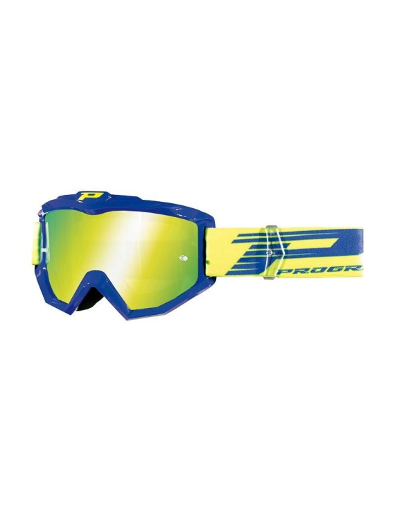 MASQUE-LUNETTES CROSS PROGRIP 3201 FL ATZAKI MULTILAYERED BLEU-JAUNE ECRAN MIROIR JAUNE ANTI-RAYURES-ANTI U.V. COMPATIBLE AVEC 