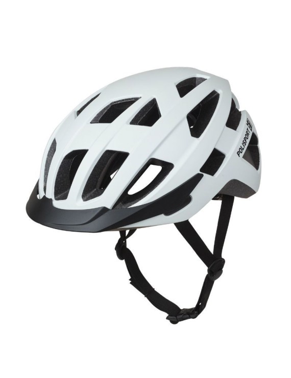 CASQUE VELO CITY ADULTE POLISPORT CITY-MOVE IN-MOLD BLANC MAT AVEC VISIERE NOIR TAILLE 58-61 SYSTEM QUICK LOCK