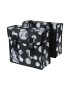 SACOCHE ARRIERE VELO DOUBLE BASIL MARA XL 35L NOIR AVEC MOTIFS BLANCS (43x14x36cm)