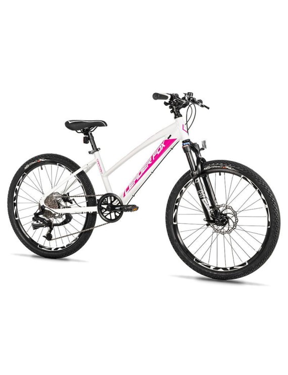 VELO MUSCULAIRE VTT 24 LEADER FOX CAPITAN 2025 FILLE BLANC-ROSE MAT 8V (TAILLE ENFANT 135 à 145 cm)