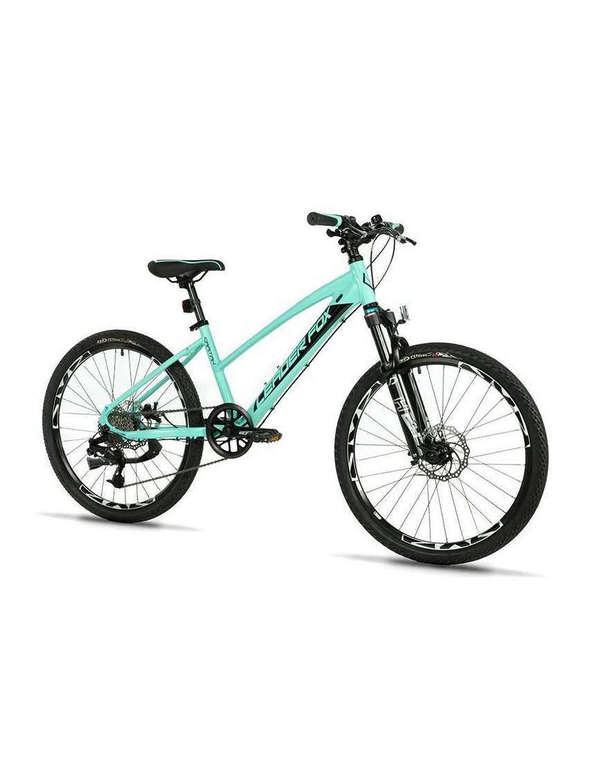 VELO MUSCULAIRE VTT 24 LEADER FOX CAPITAN 2025 FILLE VERT MAT 8V (TAILLE ENFANT 135 à 145 cm)