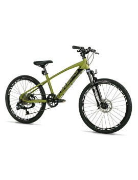 VELO MUSCULAIRE VTT 24 LEADER FOX CAPITAN 2025 GARCON VERT KAKI MAT 8V (TAILLE ENFANT 135 à 145 cm)