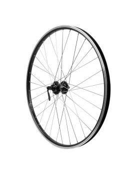 ROUE VTC PATIN BLOCAGE 700 x 35 - 28" M260 AVANT NOIR RENFORCE MOYEU SHIMANO DEORE NOIR (JANTE DOUBLE PAROI AVEC OEILLETS-RAYON