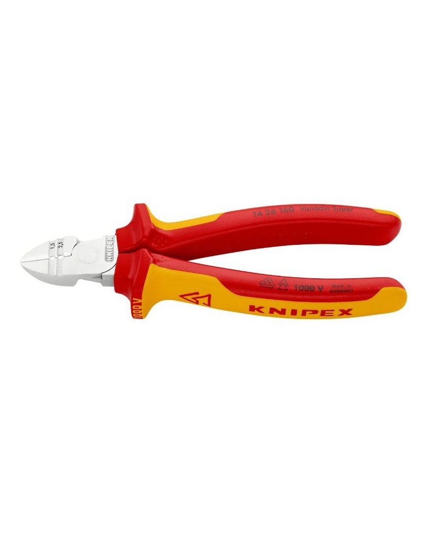 PINCE A DENUDER COUPANTE PRO KNIPEX COMPACT 160mm CHROME POIGNEE ISOLEE CERTIFIEES VDE (13 96 200)  -MADE IN GERMANY -