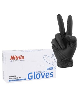 GANTS ATELIER NITRILE A USAGE UNIQUE NOIR T10 (XL)  (BOITE DE 100) (HOMOLOGUE CE 2777)  -P2R-