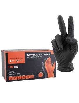 GANTS ATELIER NITRILE DIAMOND TEXTURE TYPE ECAILLES DE POISSON RESISTANT AUX PRODUITS CHIMIQUES, AUX HUILES, A L'ESSENCE NOIR H