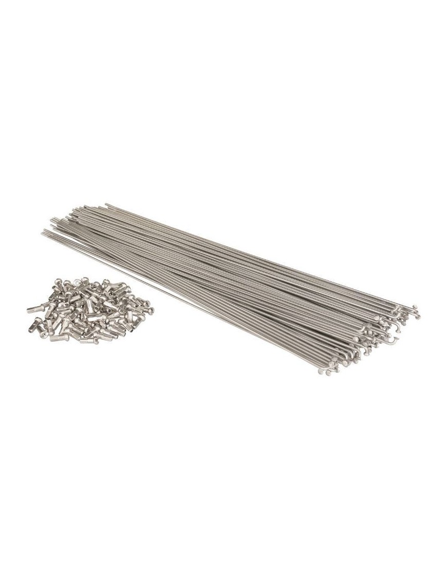 RAYON INOX ARGENT VELOX MACH1 2mm L 274mm TETE COUDEE AVEC ECROU (BOITE DE 100)