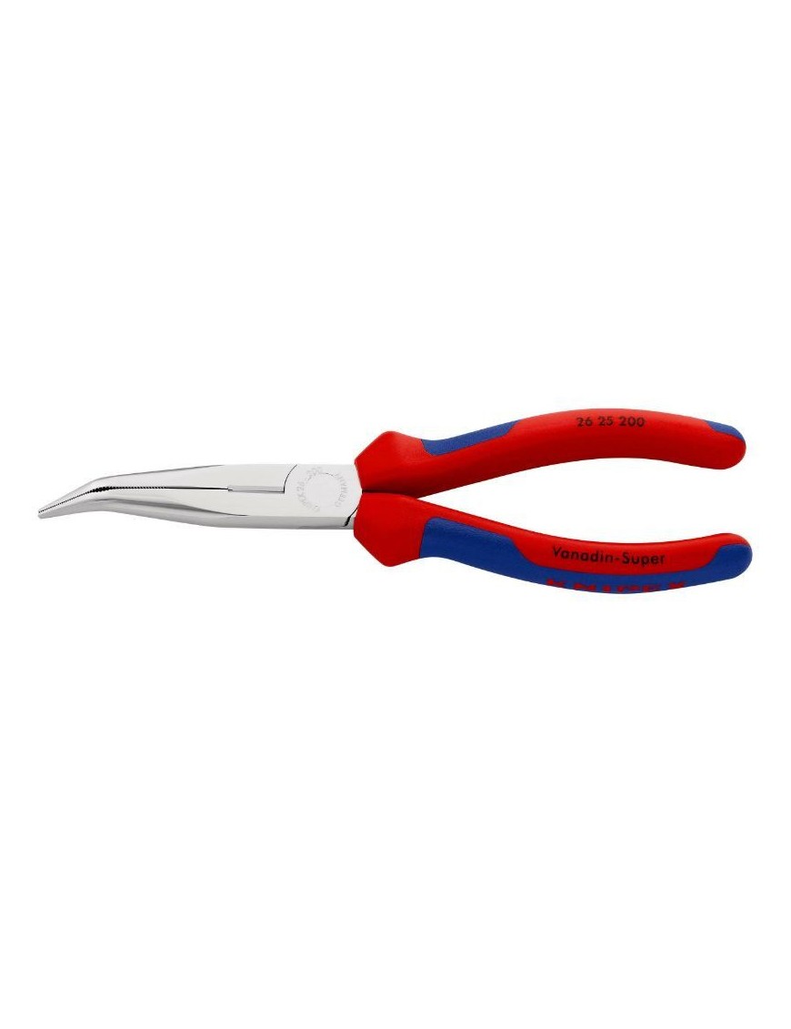 PINCE A BEC FIN COUDEE PRO KNIPEX DEMI RONDE 200mm CHROME AVEC POIGNEE ERGONOMIQUE (26 25 200)  -MADE IN GERMANY-