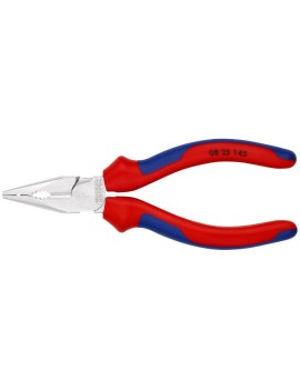 PINCE UNIVERSELLE PRO KNIPEX DEMI RONDE 145mm CHROME AVEC POIGNEE ERGONOMIQUE (08 25 145)  -MADE IN GERMANY-