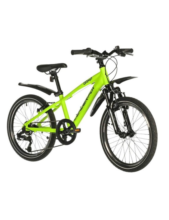 VELO MUSCULAIRE VTT 20 LEADER FOX GAMP 2024 GARCON JAUNE FLUO MAT 6V (TAILLE ENFANT 120 à 135 cm)