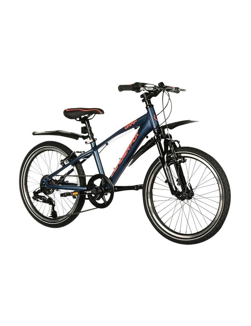 VELO MUSCULAIRE VTT 20 LEADER FOX GAMP 2024 GARCON BLEU NUIT MAT 6V (TAILLE ENFANT 120 à 135 cm)