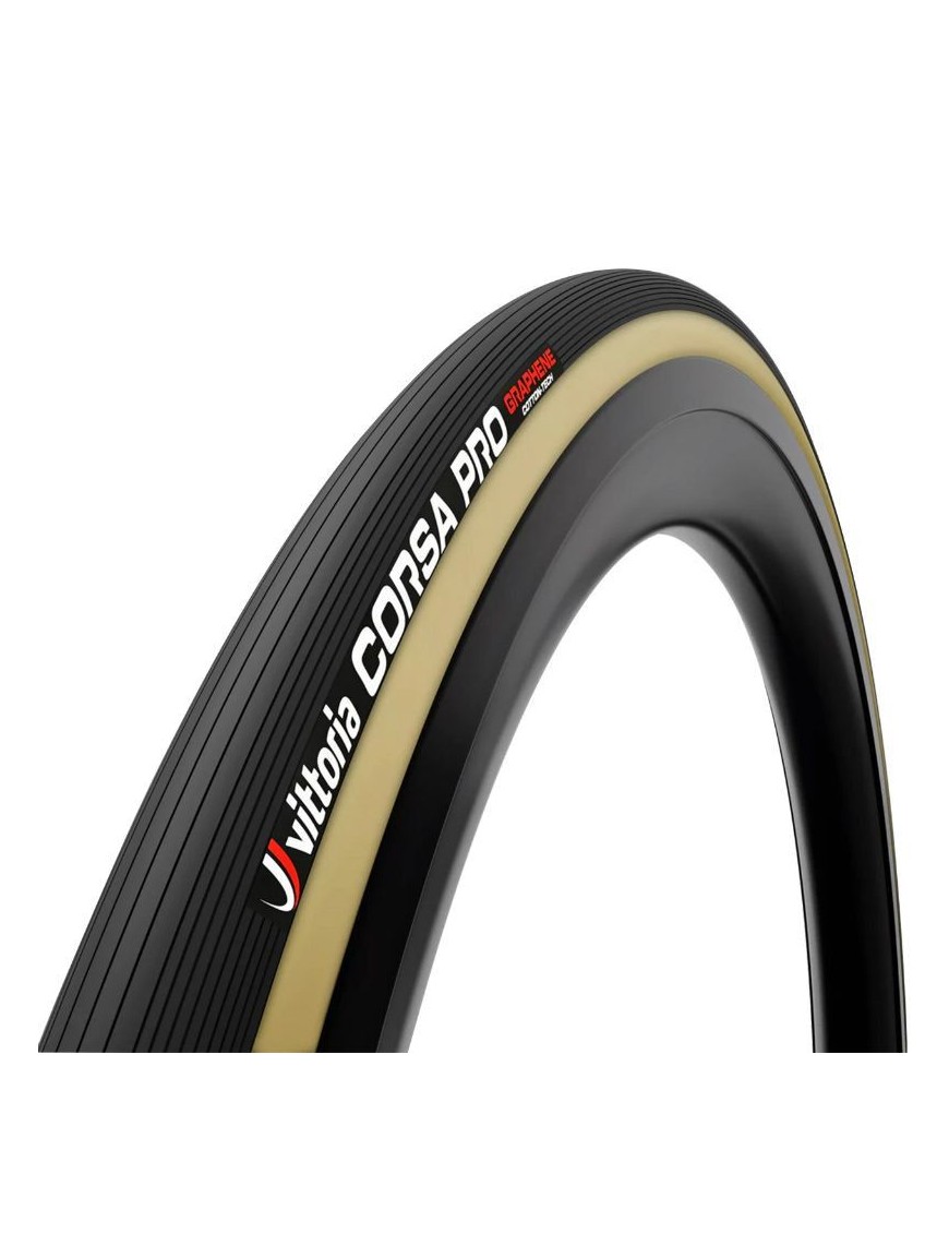 BOYAU ROUTE 700 X 28 VITTORIA CORSA PRO NOIR-FLANCS MIEL GRAPHENE SILICA 340g