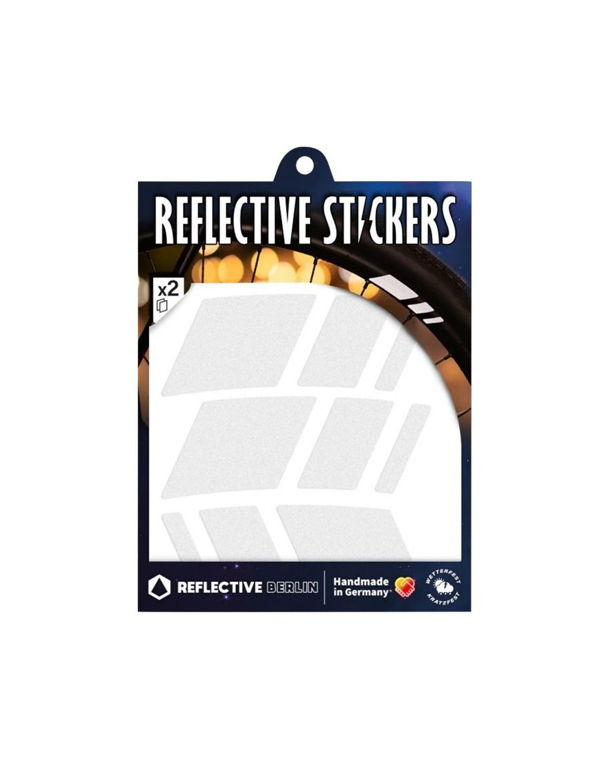 AUTOCOLLANT-STICKER REFLECHISSANT POUR ROUE DE VELO HAUTEUR 40mm MODELE RACER BLANC (PLANCHE)  -REFLECTIVE BERLIN-