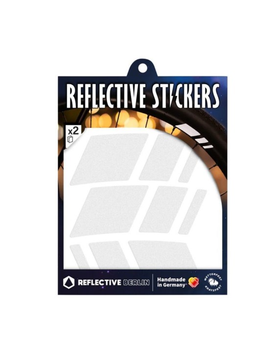 AUTOCOLLANT-STICKER REFLECHISSANT POUR ROUE DE VELO HAUTEUR 40mm MODELE RACER BLANC (PLANCHE)  -REFLECTIVE BERLIN-