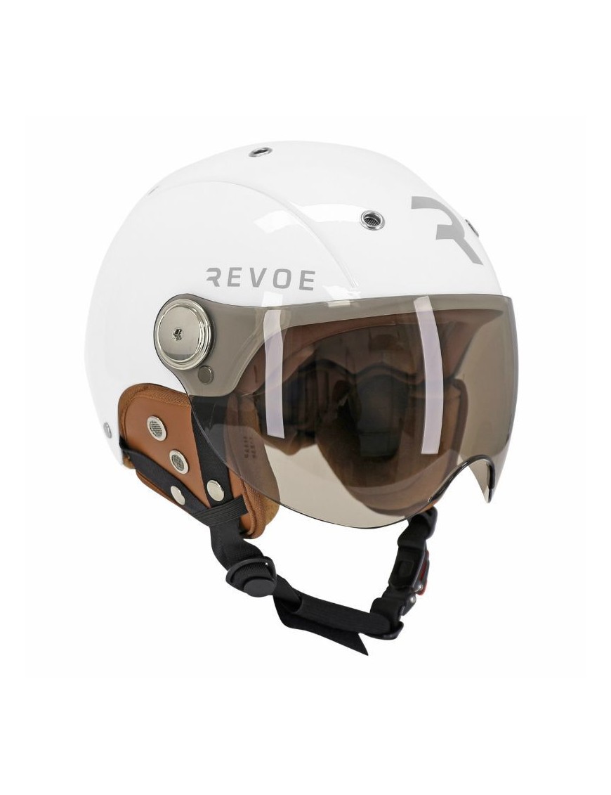 CASQUE VELO ADULTE REVOE PREMIUM URBAIN-CITY BLANC SKY TAILLE 55-56 VISIERE REGLABLE, PROTECTION OREILLE AMOVIBLE (VENDU EN BOI