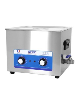 NETTOYEUR-BAC ULTRASONS PROFESSIONNEL ANALOGIQUE 15L 360 WATTS AVEC VANNE DE VIDANGE (330x300x150mm) (QUALITE PREMIUM)