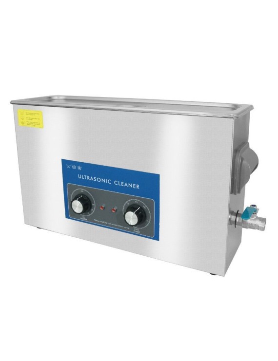 NETTOYEUR-BAC ULTRASONS PROFESSIONNEL ANALOGIQUE 10L 240 WATTS AVEC VANNE DE VIDANGE (505x135x150mm DIM INT DE LA CUVE) -SPECIA