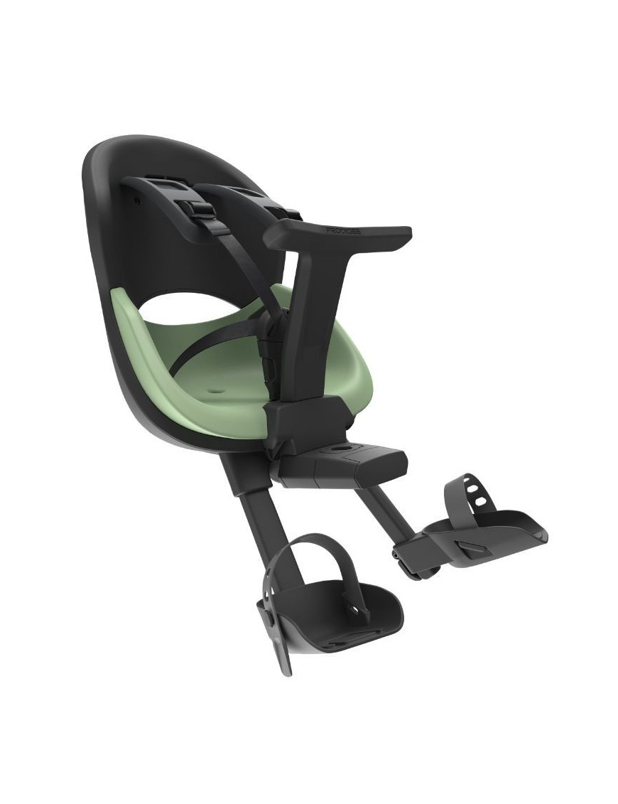 PORTE BEBE-SIEGE ENFANT AVANT PRODIGEE ICON A FIXER SUR CADRE NOIR COUSSIN VERT JADE AVEC SERRURE (JUSQU'A 15 Kg MAX) (HOMOLOGU