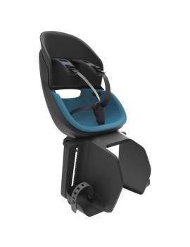 PORTE BEBE-SIEGE ENFANT ARRIERE PRODIGEE ICON A FIXER SUR PORTE BAGAGE FIXATION ETAU NOIR COUSSIN BLEU AVEC SERRURE (JUSQU'A 22