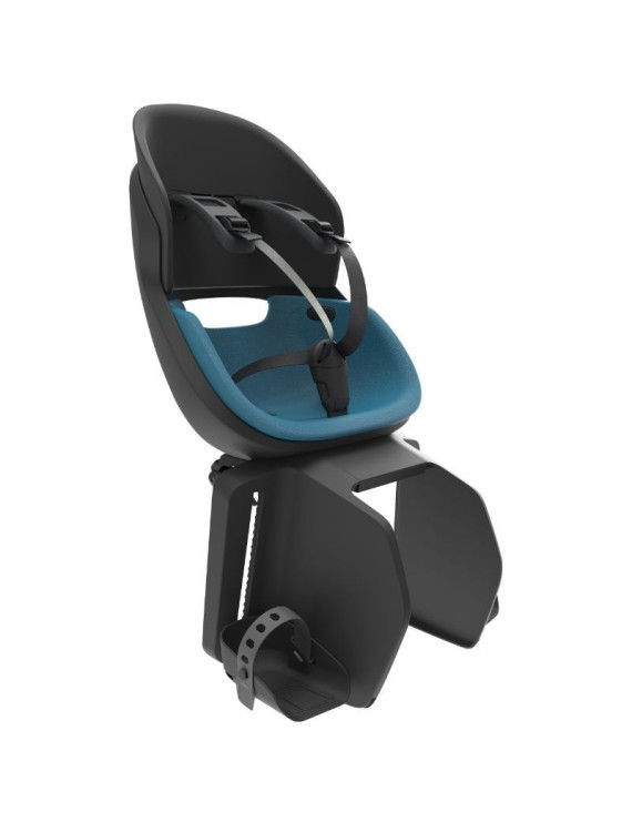 PORTE BEBE-SIEGE ENFANT ARRIERE PRODIGEE ICON A FIXER SUR PORTE BAGAGE FIXATION ETAU NOIR COUSSIN BLEU AVEC SERRURE (JUSQU'A 22