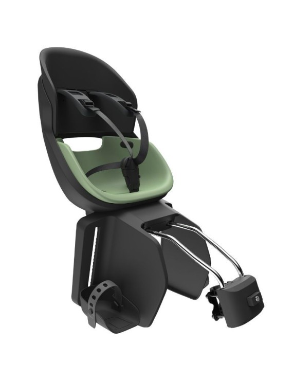 PORTE BEBE-SIEGE ENFANT ARRIERE PRODIGEE ICON A FIXER SUR CADRE NOIR COUSSIN VERT JADE AVEC SERRURE (JUSQU'A 22 Kg MAX) (HOMOLO