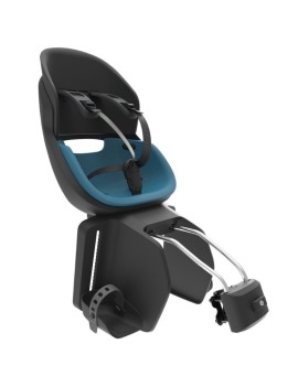 PORTE BEBE-SIEGE ENFANT ARRIERE PRODIGEE ICON A FIXER SUR CADRE NOIR COUSSIN BLEU AVEC SERRURE (JUSQU'A 22 Kg MAX) (HOMOLOGUE C