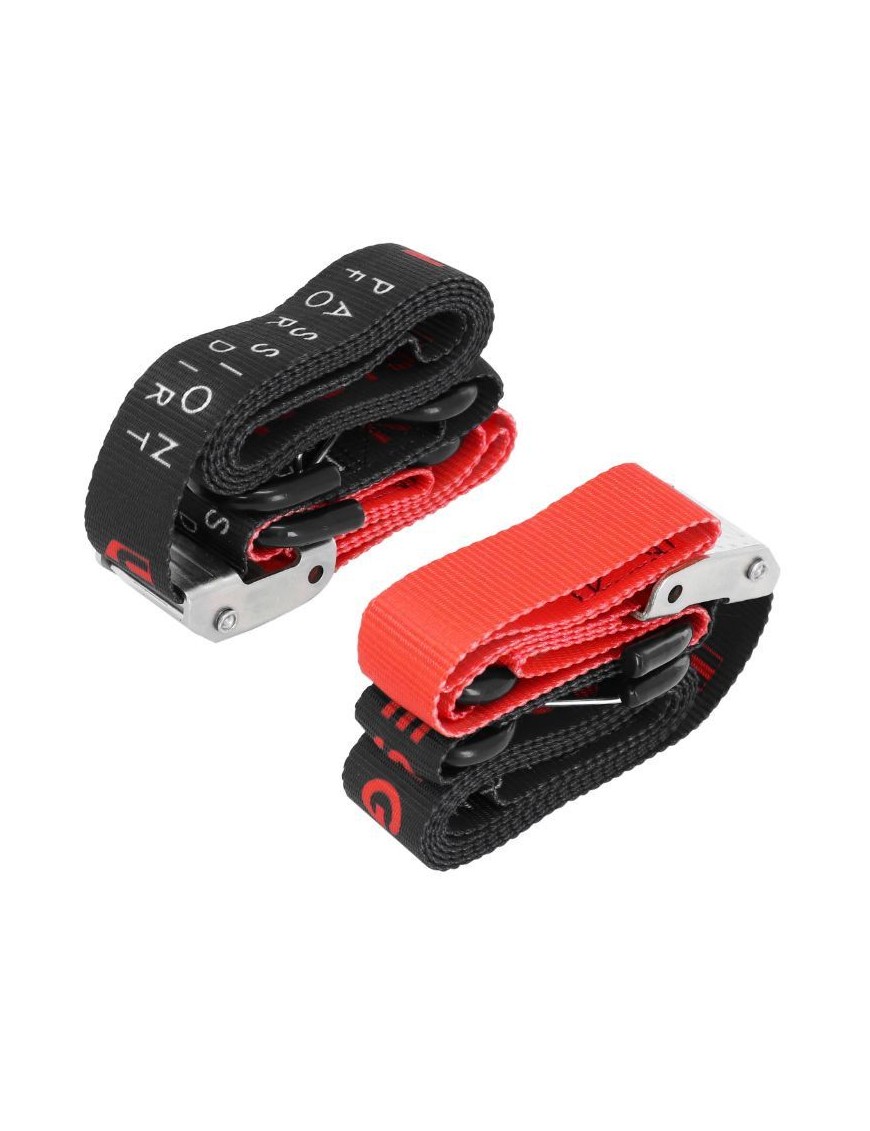 SANGLE MOTO UPDESIGN A BOUCLE AUTOMATIQUE AVEC CROCHET-MOUSQUETON NOIR-ROUGE 38mm x 2,1M (RESISTANCE 550KG) (VENDU A LA PAIRE)