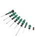 TOURNEVIS WERA 9528 BALL GRIP CRUCIFORME (POZIDRIV), TORX ET PLAT AVEC AGRIPPE VIS NOIR-VERT (SET 9 PIECES)  -MARQUE ALLEMANDE 