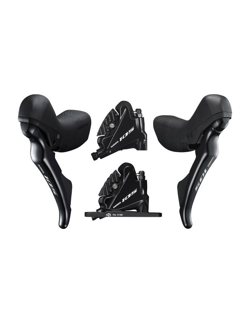 FREIN A DISQUE ROUTE HYDRAULIQUE SHIMANO 105 AVANT ET ARRIERE 11V. R7020 DOUBLE NOIR (LEVIER-MANETTE AVEC ETRIER BR-R7070+DURIT