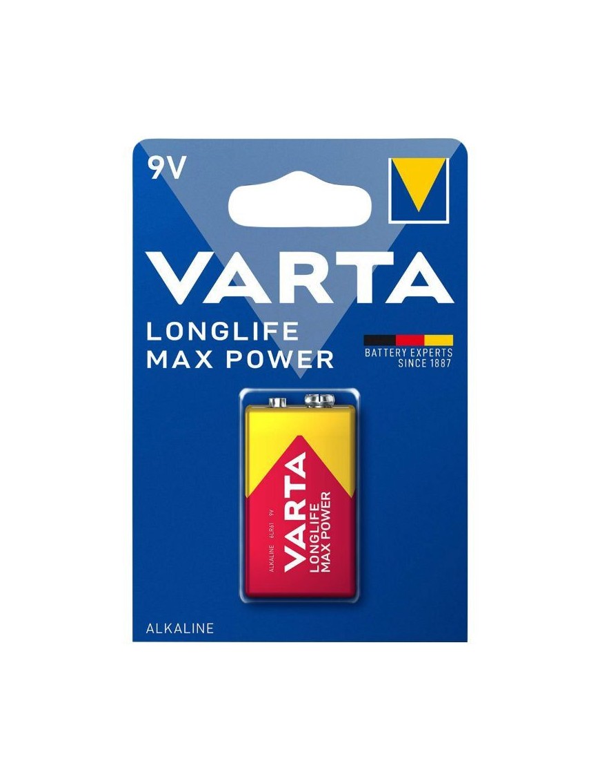 PILE 6LR61  9V  VARTA ALCALINE LONGLIFE MAX POWER (VENDU A L'UNITE)