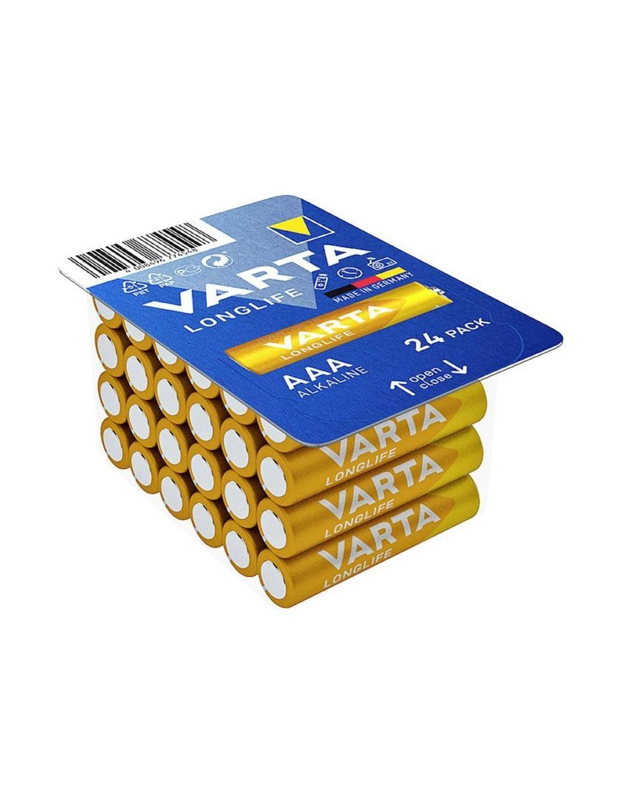 PILE LR03  1.5V  VARTA ALCALINE LONGLIFE LR03 - AAA BOITE REFERMABLE (VENDU PAR 24)