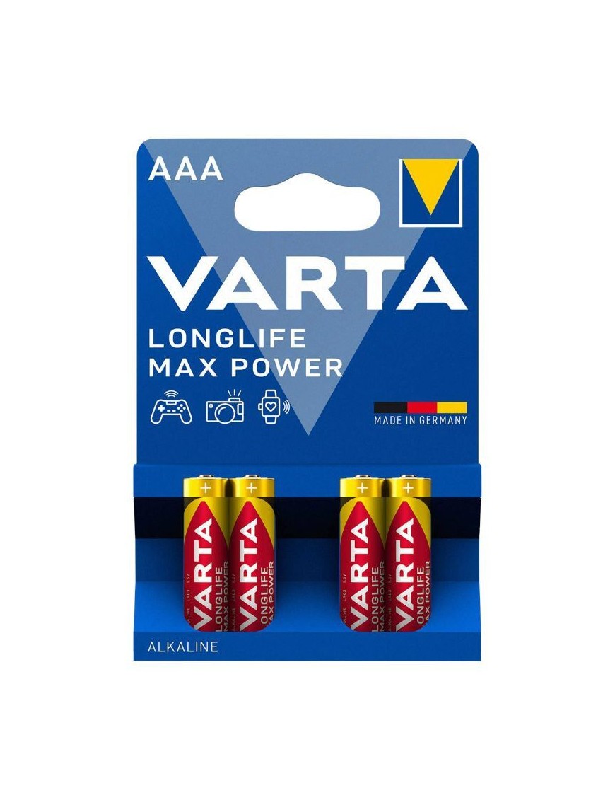 PILE LR03  1.5V  VARTA ALCALINE LONGLIFE MAX POWER LR03 - AAA (VENDU PAR 4)