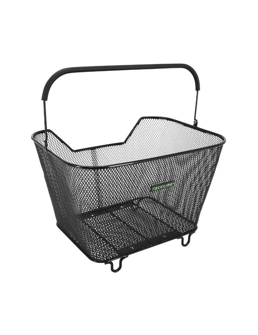 PANIER ARRIERE FIL ACIER RACKTIME BASK IT LARGE NOIR AVEC ANSE SUR PORTE BAGAGE (43x29x31 cm) - VENDU SANS PLATINE COMPATIBLE S