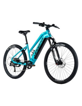 VELO ELECTRIQUE-VAE VTT 29 LEADER FOX ARIMO 2024 FEMME BLEU CLAIR 9V MOTEUR ROUE AR BAFANG 36V 45Nm BATTERIE 20Ah (17,5'' - h45