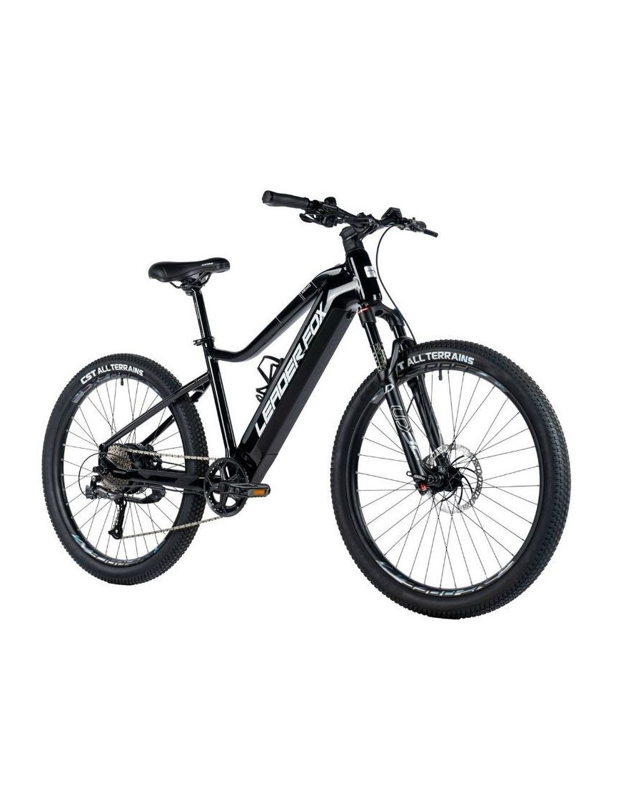 VELO ELECTRIQUE-VAE VTT 27,5 LEADER FOX ARIMO 2024 HOMME NOIR BRILLANT 9V MOTEUR ROUE AR BAFANG 36V 45Nm BATTERIE 20Ah (17,5'' 