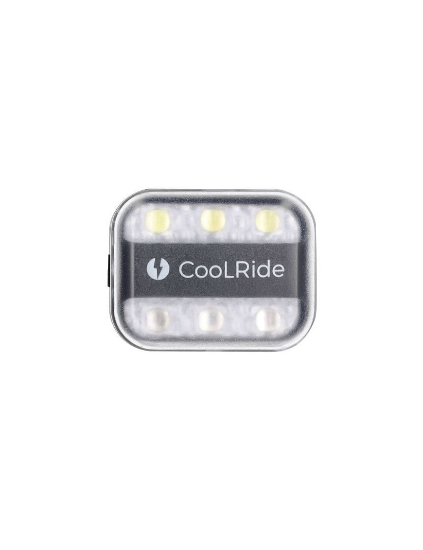 ECLAIRAGE VELO COOLRIDE USB ARRIERE CLIP SUR TIGE DE SELLE ET ADAPTATEUR POUR FIXATION SAC A DOS 6 LED