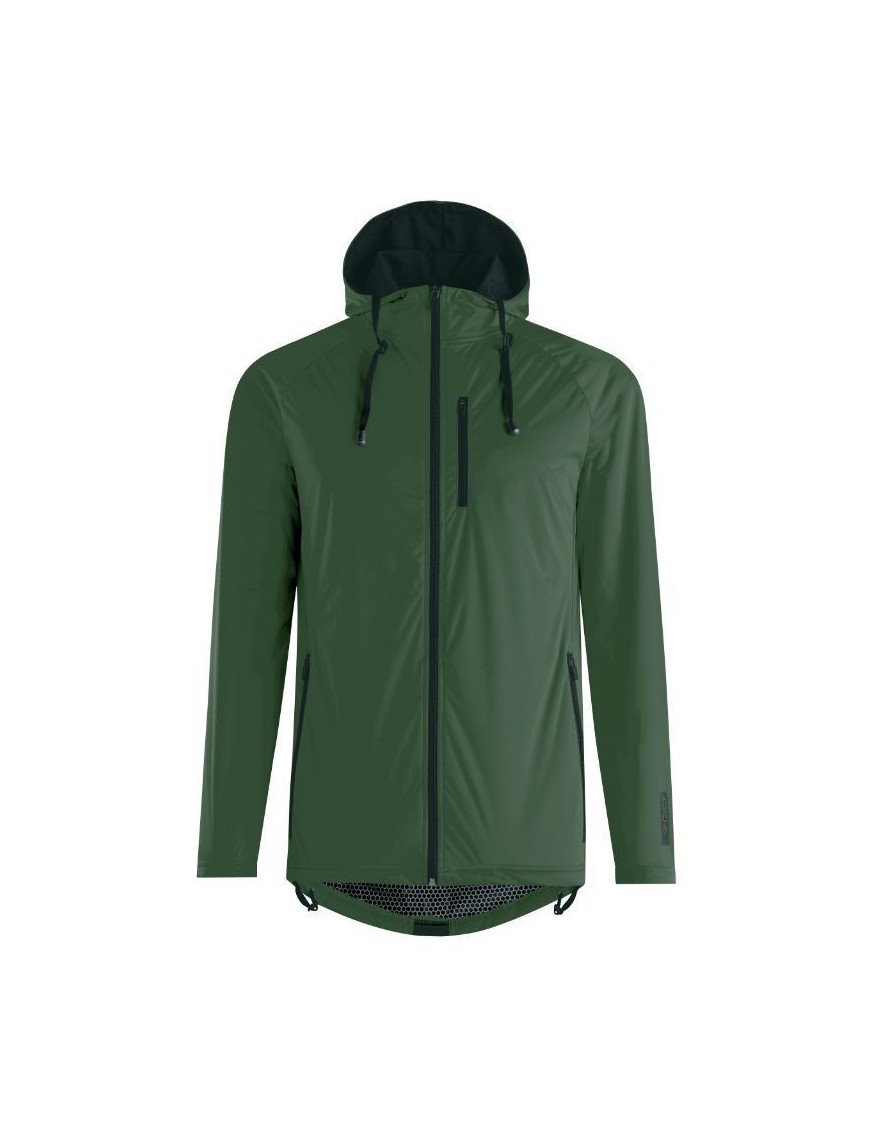 VESTE DE PLUIE ADULTE GIST GIACCA WATERPROOF 15 MICRON AVEC CAPUCHE VERT KAKI L  -5276