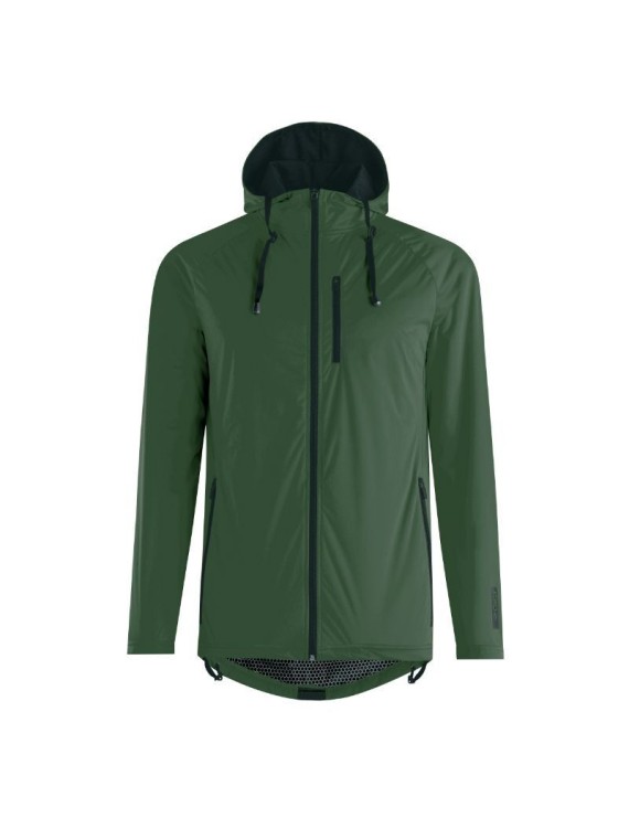 VESTE DE PLUIE ADULTE GIST GIACCA WATERPROOF 15 MICRON AVEC CAPUCHE VERT KAKI L  -5276