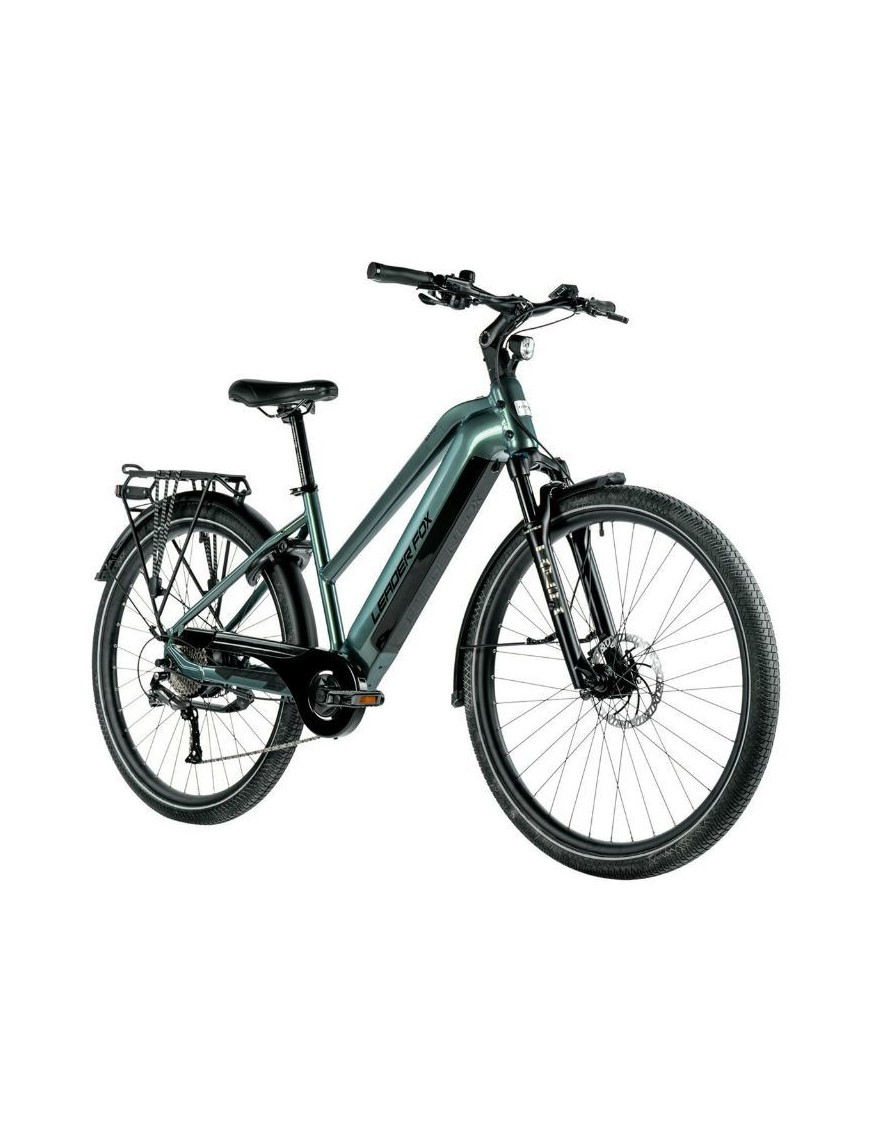 VELO ELECTRIQUE-VAE VTC 29 LEADER FOX SANDY 2024 FEMME VERT EMERAUDE BRILLANT 9V MOTEUR ROUE AR BAFANG 36V 45Nm BATTERIE 20Ah (