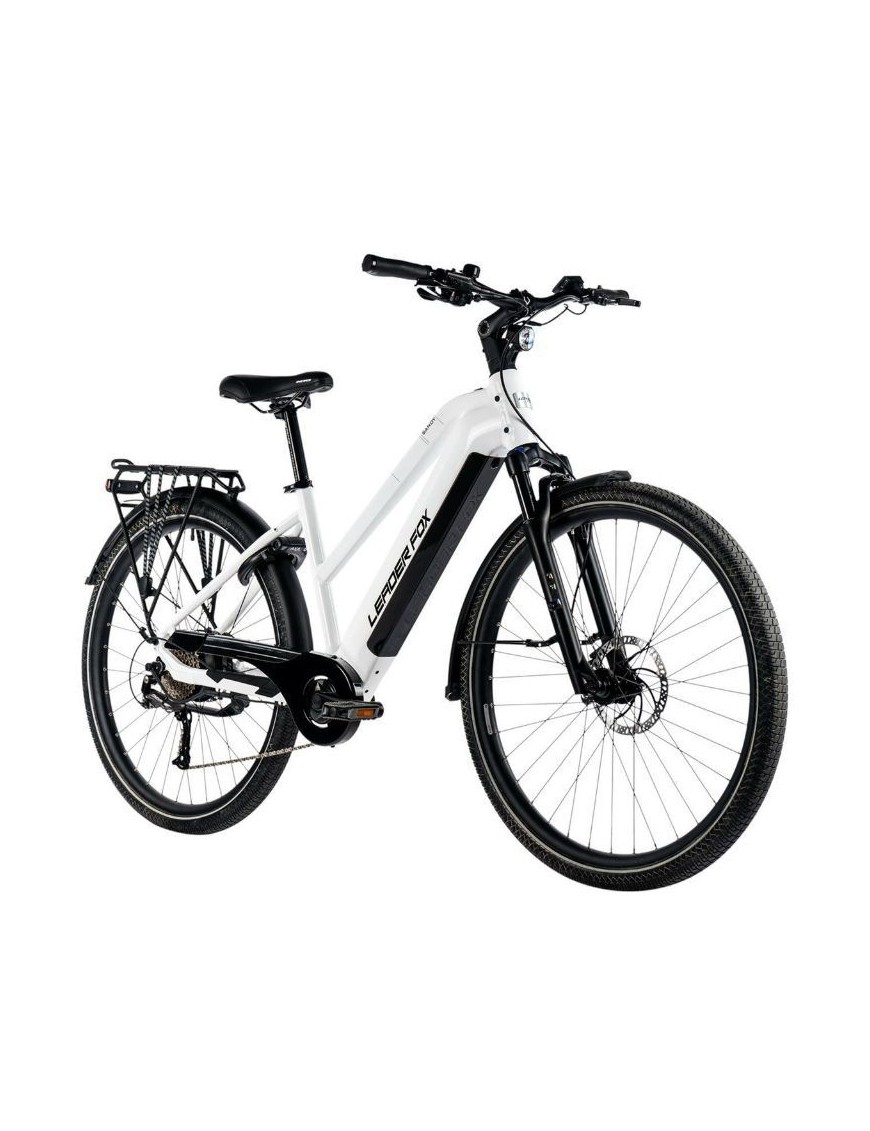 VELO ELECTRIQUE-VAE VTC 29 LEADER FOX SANDY 2024 FEMME BLANC BRILLANT 9V MOTEUR ROUE AR BAFANG 36V 45Nm BATTERIE 20Ah (20'' - H