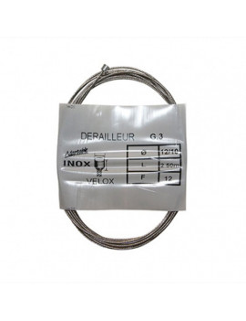 CABLE DE DERAILLEUR VELOX INOX POUR SHIMANO 2,50M  (BOITE DE 25 CABLES) 12-10 12 FILS