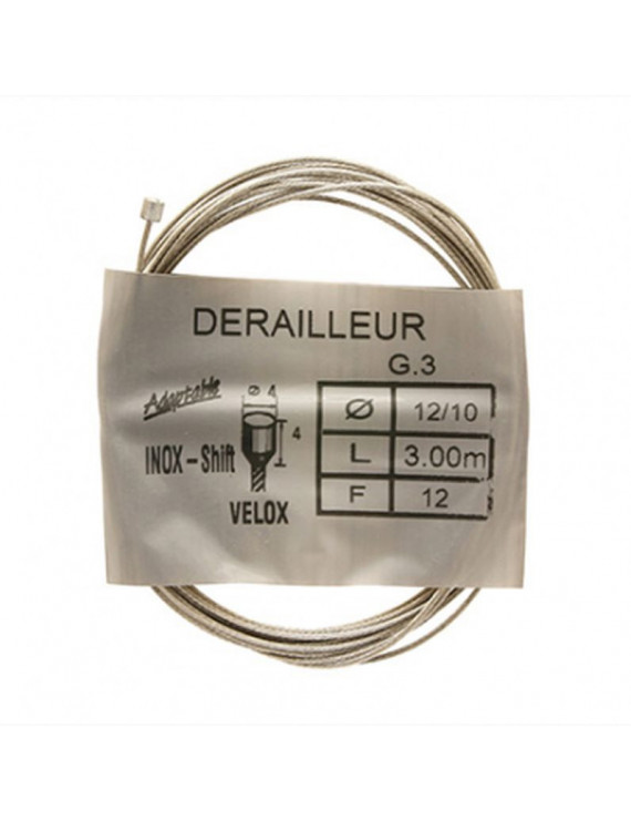 CABLE DE DERAILLEUR VELOX INOX POUR SHIMANO 3,00M  (BOITE DE 25 CABLES) 12-10 12 FILS