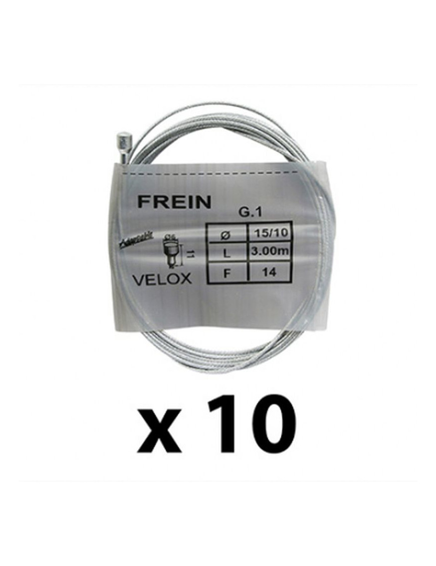 CABLE DE FREIN ROUTE-CITY VELOX GALVA 3.00M (BOITE DE 10 CABLES) 15-10 14FILS