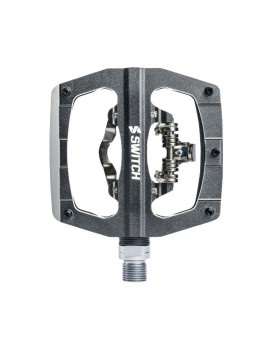 PEDALE GRAVEL - VTT  PLATE SWITCH AUTOMATIQUE OU STANDARD ALU CNC GRIS 90 x 90 mm (COMPATIBLE SHIMANO SPD) (PAIRE)