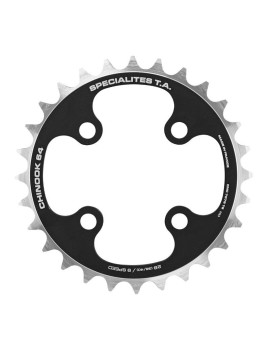 PLATEAU VTT 4BRA D.64 TA CHINOOK 28DTS INTERIEUR TRIPLE NOIR ALU POUR SHIMANO - SRAM - FSA 9V.